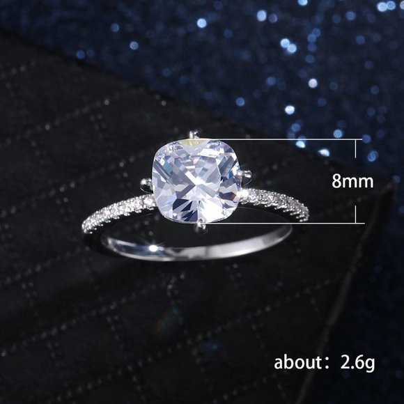 ❤ Beautiful Pure Zircon Thin Silver Romantic Wedding Rings for Women,MAR… - Picture 4 of 5